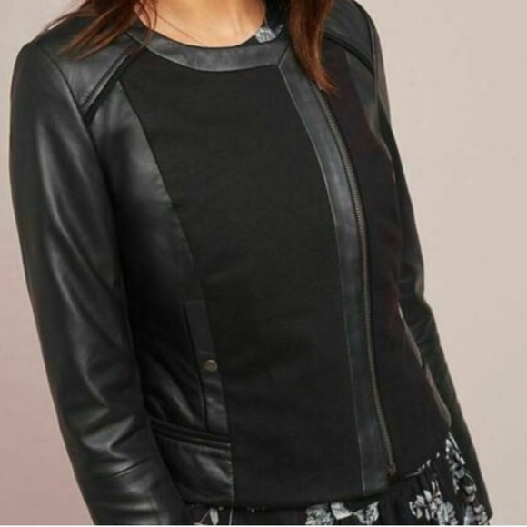 Ett:twa Fosters Leather moto Jacket Anthropologie women’s Size XS black like New - Picture 2 of 16